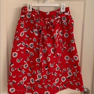 J.Crew Factory red floral linen skirt Small
